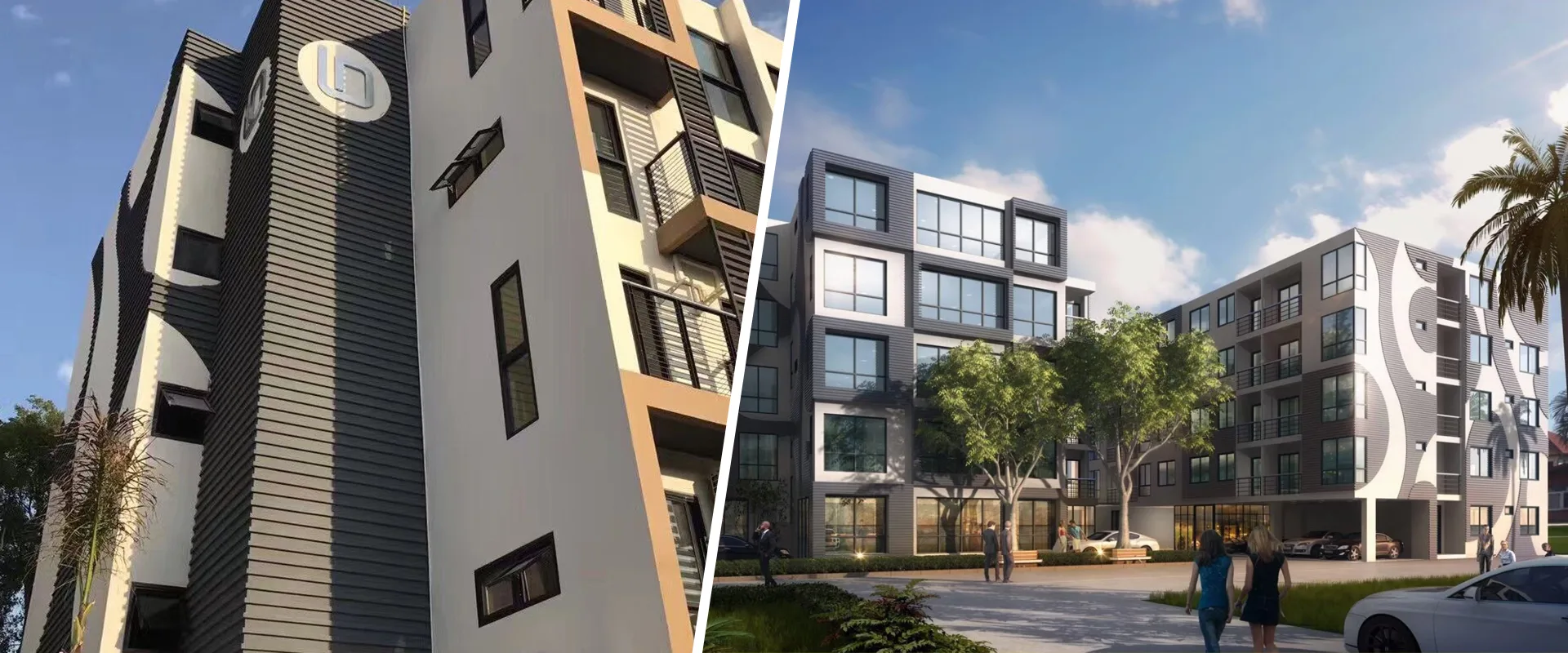 TechStone architectural coating on modern building facade