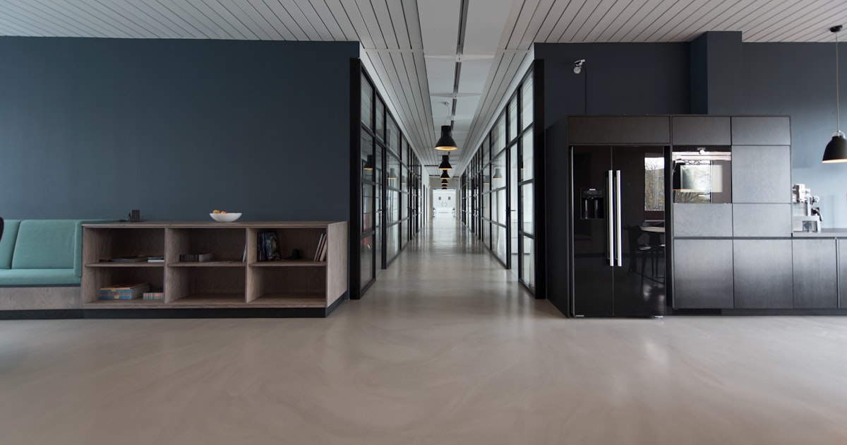 Modern commercial space with polished concrete flooring